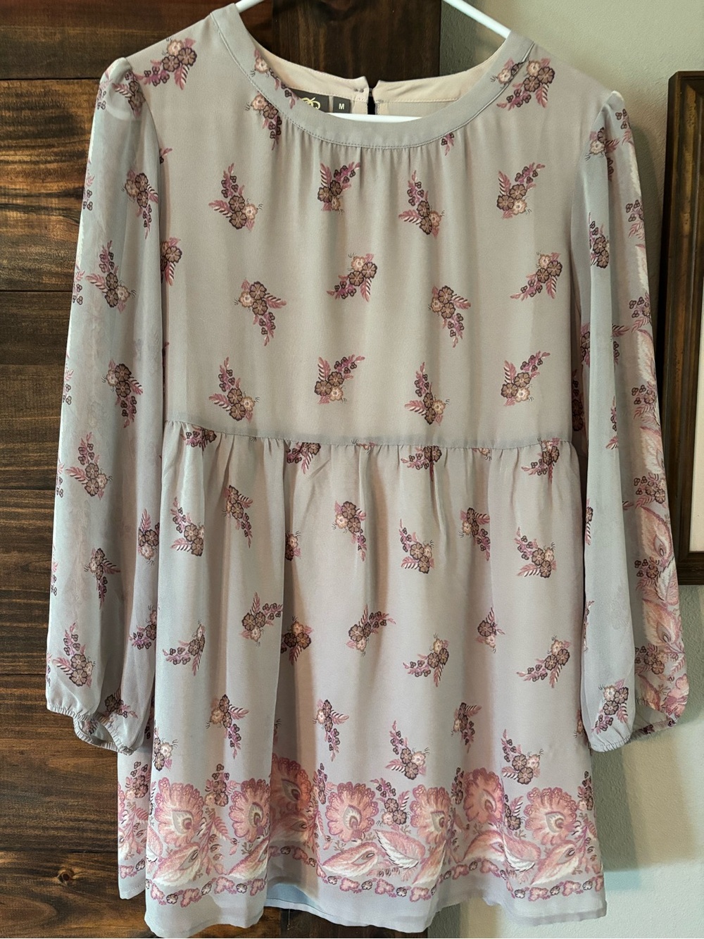 One September Anthropologie Peplum Tunic Top in Blush Pink Rose size M